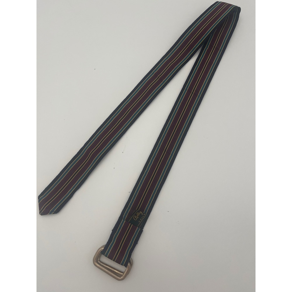 Bobby Jones Collection Mens Striped Web Belt Burgundy Navy D-Ring Size Small